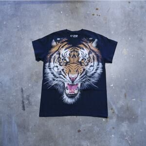 Liquid Blue Tiger Graphic Tee Shirt Men's Medium Black